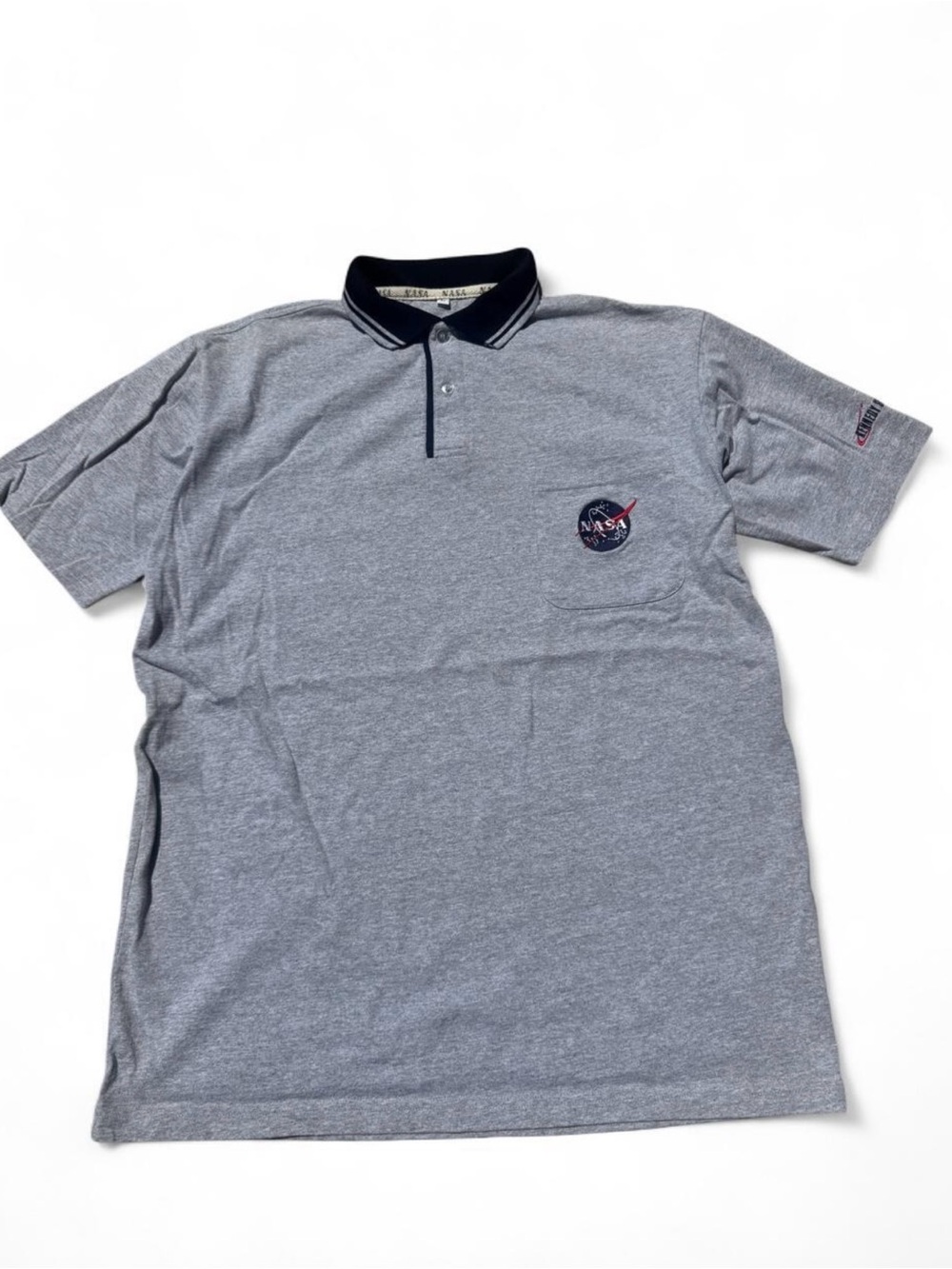 NASA Men's Grey Polo with Contrast Black Collar
